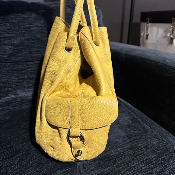 Genuine Leather!! Coldwater Creek yellow Hobo Leather Shoulder Bag - Picture 10 of 16